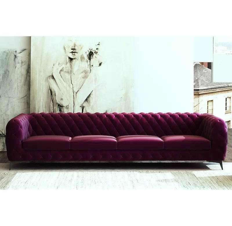 4 Seater Sofa Set: 121'' Rolled Arm Chesterfield Sofa