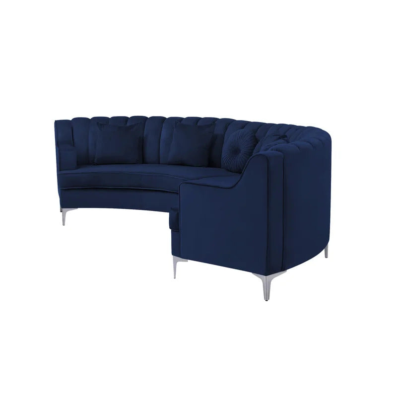 4 Seater Sofa Set: 139.7'' Velvet Square Arm Curved Sofa