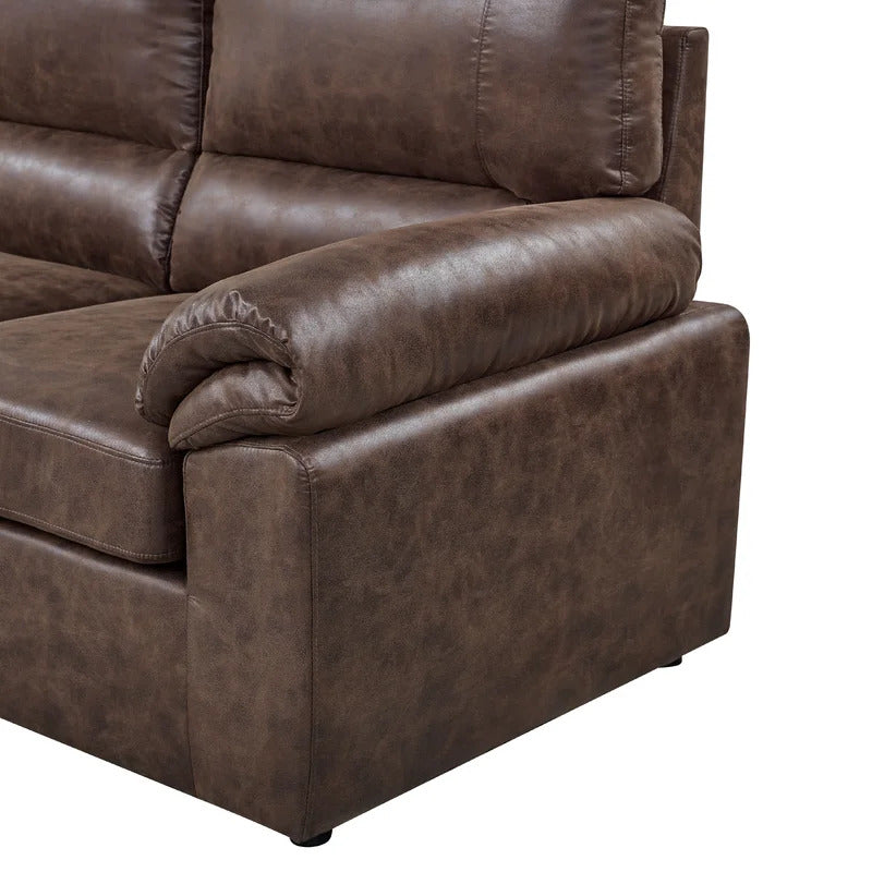 4 Seater Sofa Set: 178.5" Left-Hand Facing Faux Leatherette 