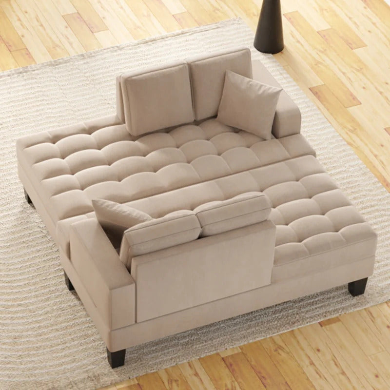 4 Seater Sofa Set: 64*31.5*33"Warm Gray, 2 Piece Recliner Set\