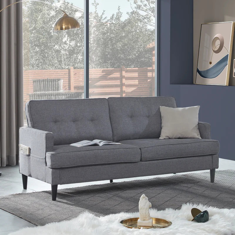  4 Seater Sofa Set : 71.3'' Linen Recessed Arm Sofa