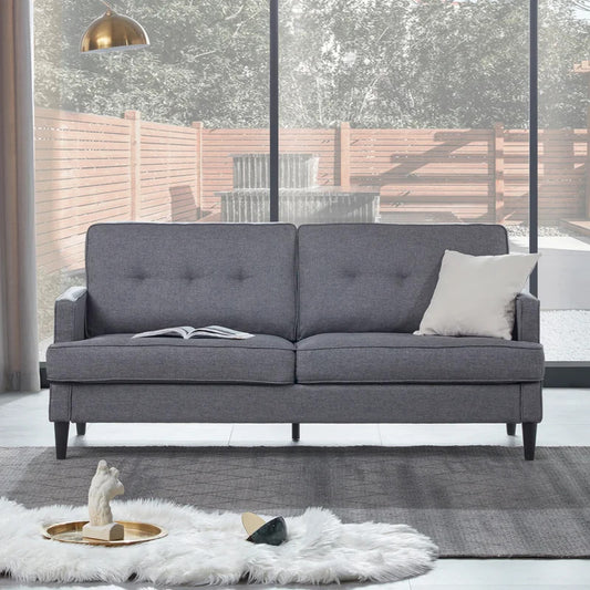  4 Seater Sofa Set : 71.3'' Linen Recessed Arm Sofa