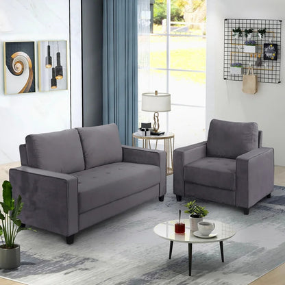 4 Seater Sofa Set: 75.2'' Velvet Sofa Set