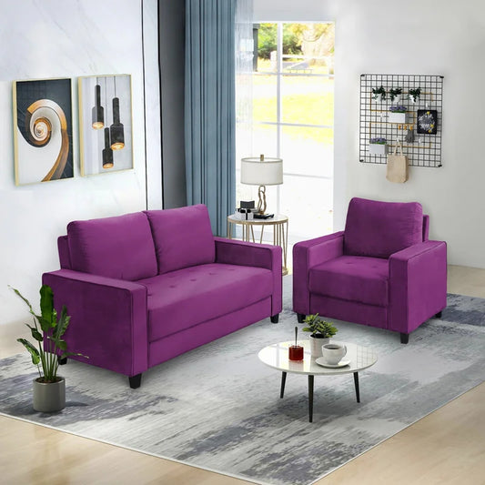 4 Seater Sofa Set: 75.2'' Velvet Sofa Set
