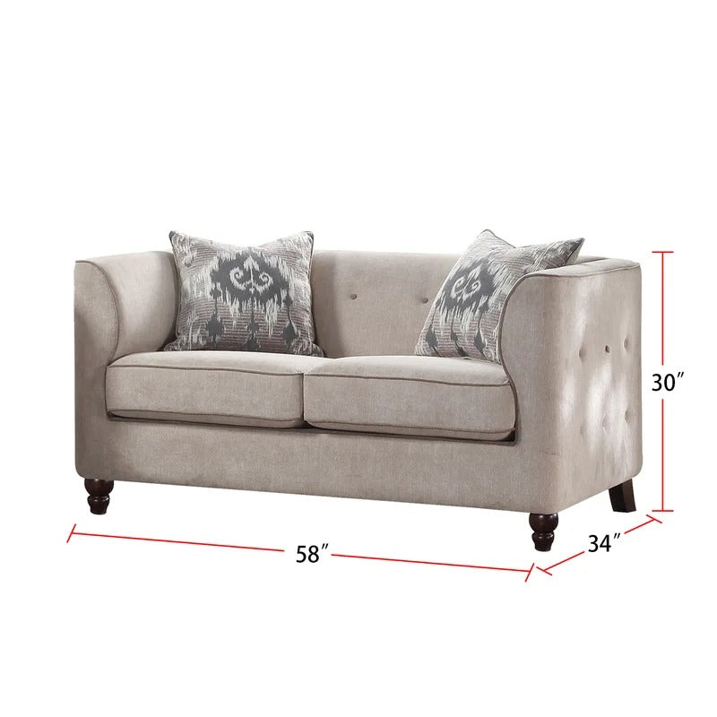 4 Seater Sofa Set: 77.56'' Velvet Tuxedo Arm Sofa