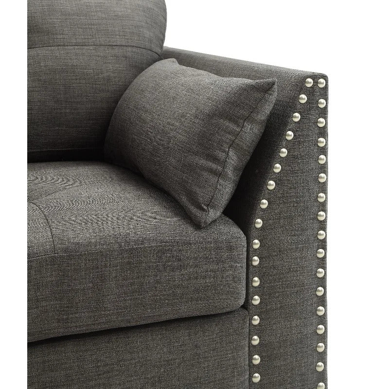 4 Seater Sofa Set: 81'' Linen Square Arm Sofa