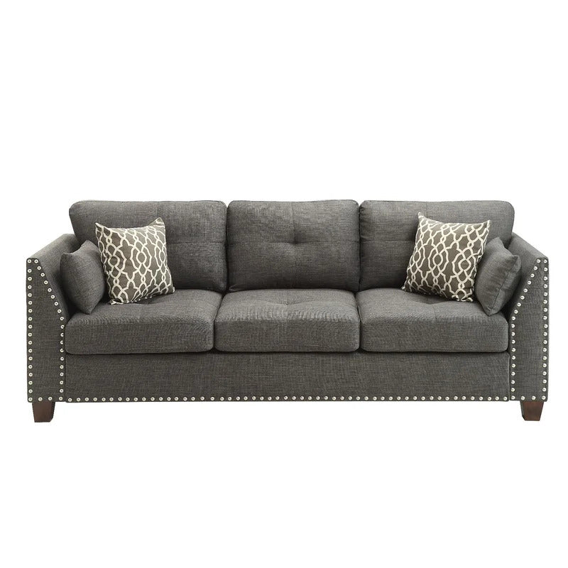 4 Seater Sofa Set: 81'' Linen Square Arm Sofa