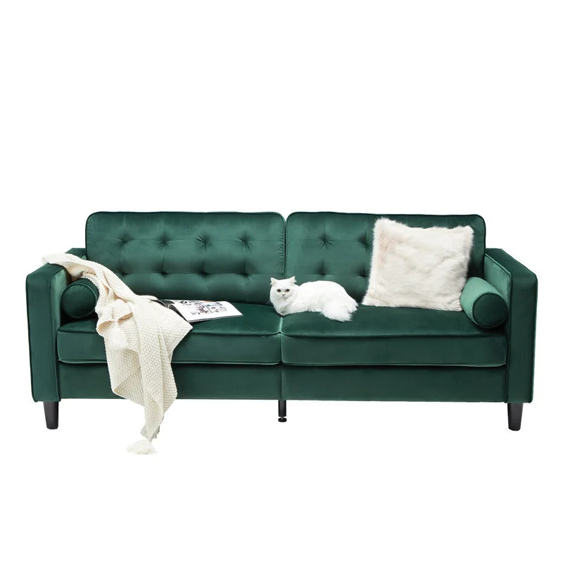  4 Seater Sofa Set 84.2'' Velvet Rolled Arm Sofa