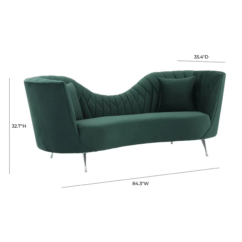 4 Seater Sofa Set: 84.3'' Velvet Recessed Arm