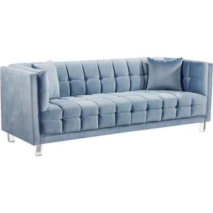 4 Seater Sofa Set : 86.5'' Velvet Tuxedo Arm Sofa