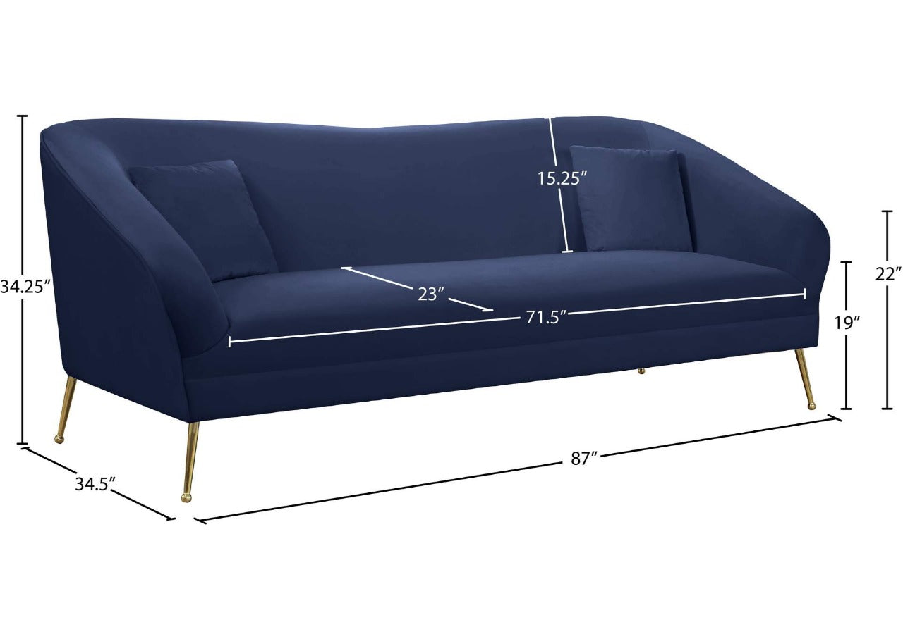 4 Seater Sofa Set: 87'' Velvet Round Arm Sofa