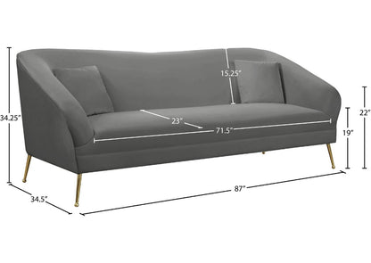 4 Seater Sofa Set: 87'' Velvet Round Arm Sofa