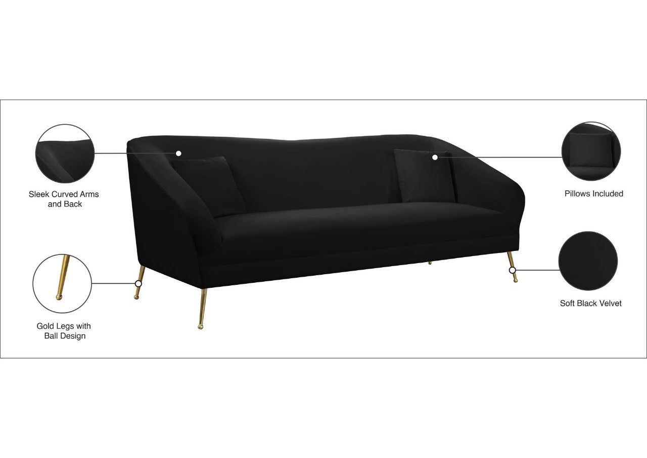 4 Seater Sofa Set: 87'' Velvet Round Arm Sofa