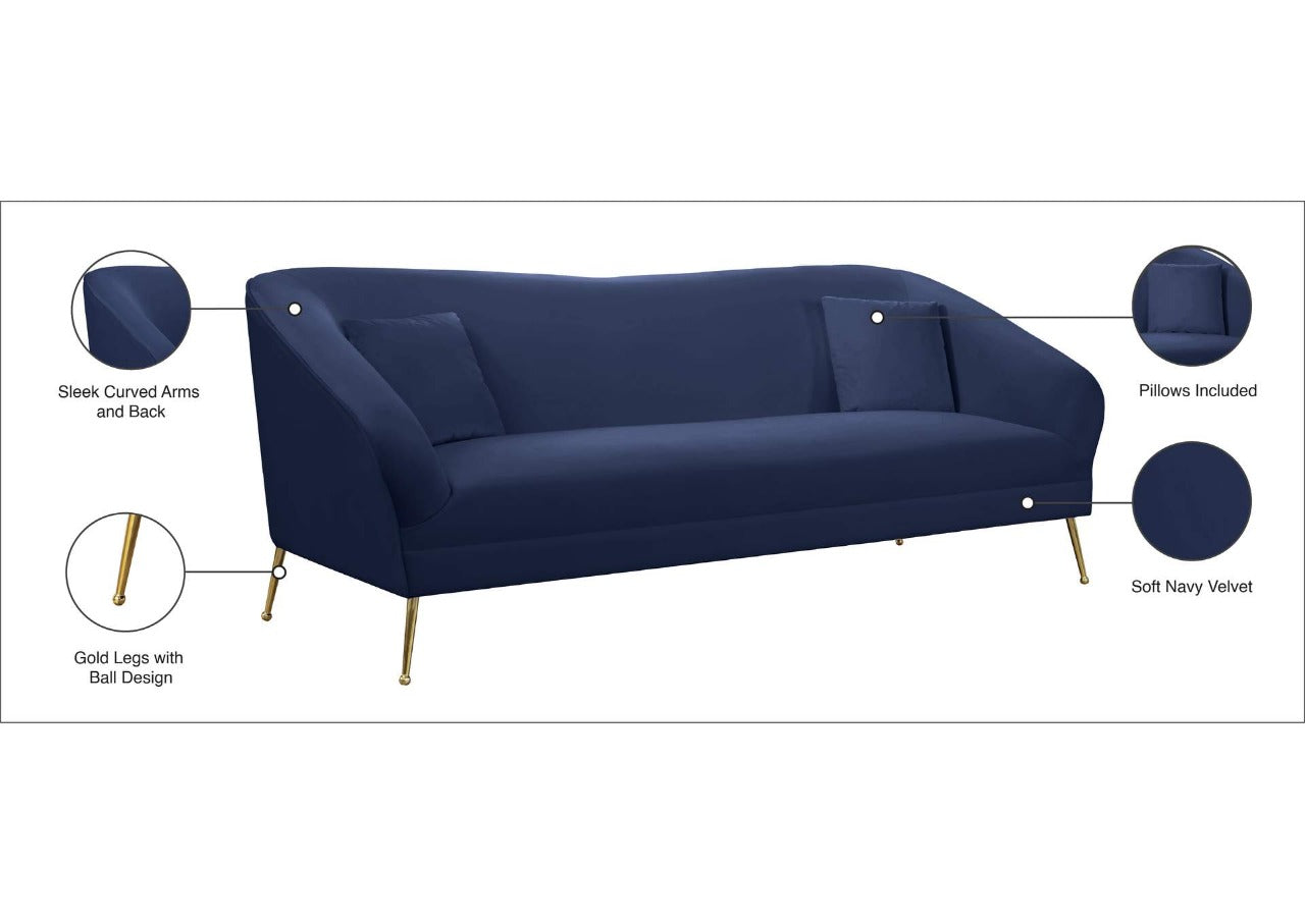 4 Seater Sofa Set: 87'' Velvet Round Arm Sofa