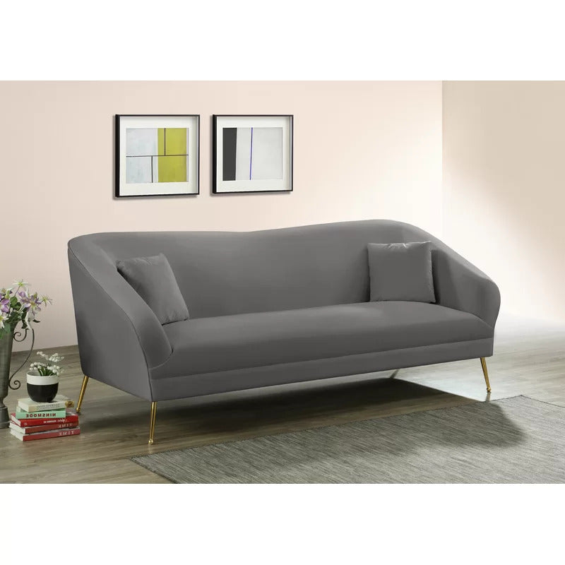 4 Seater Sofa Set: 87'' Velvet Round Arm Sofa