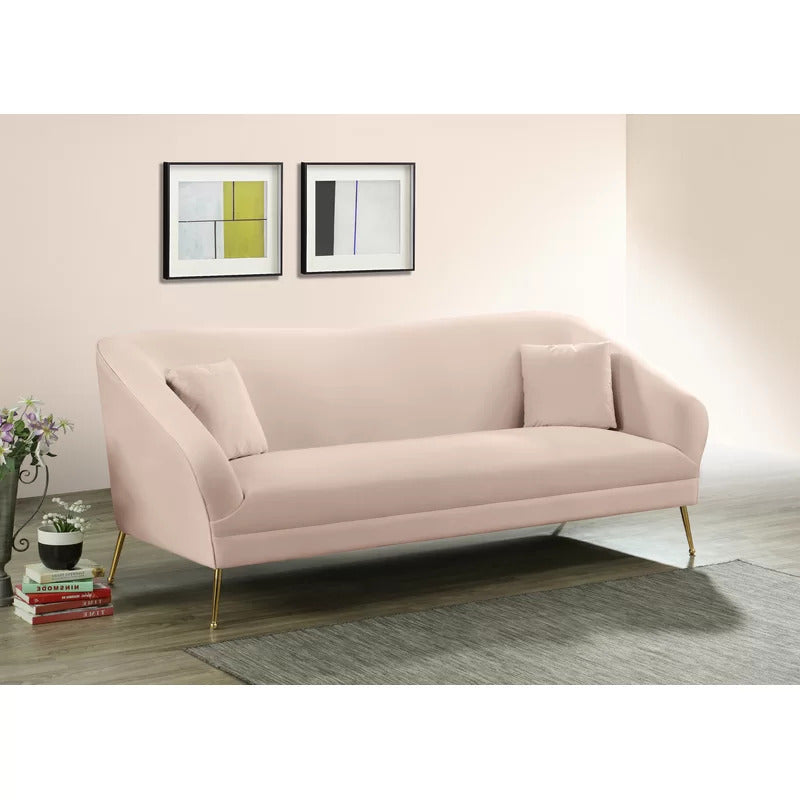 4 Seater Sofa Set: 87'' Velvet Round Arm Sofa