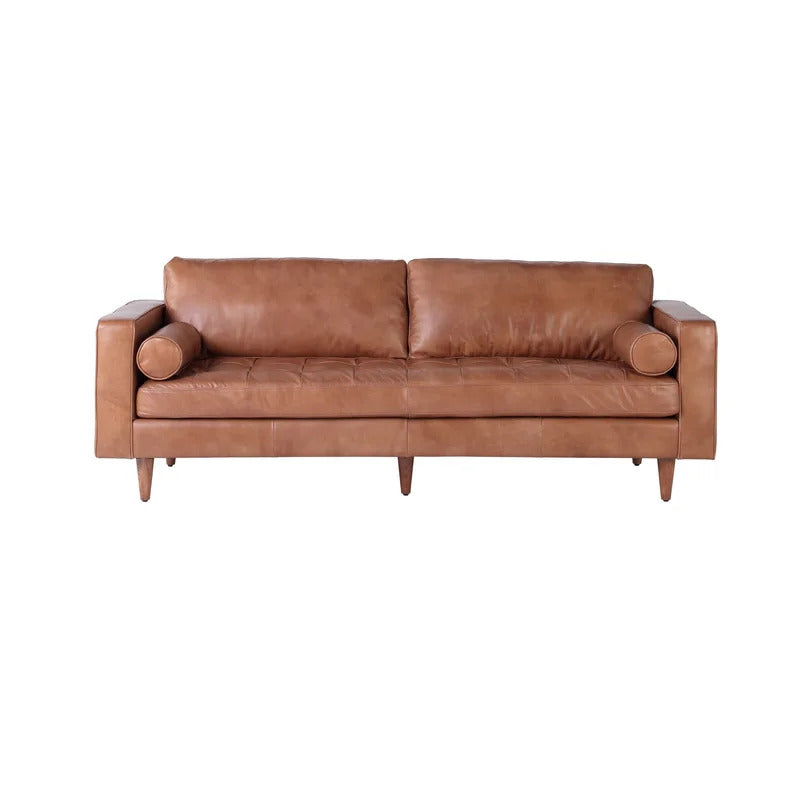  4 Seater Sofa Set : 89" Leatherette Square Arm Sofa