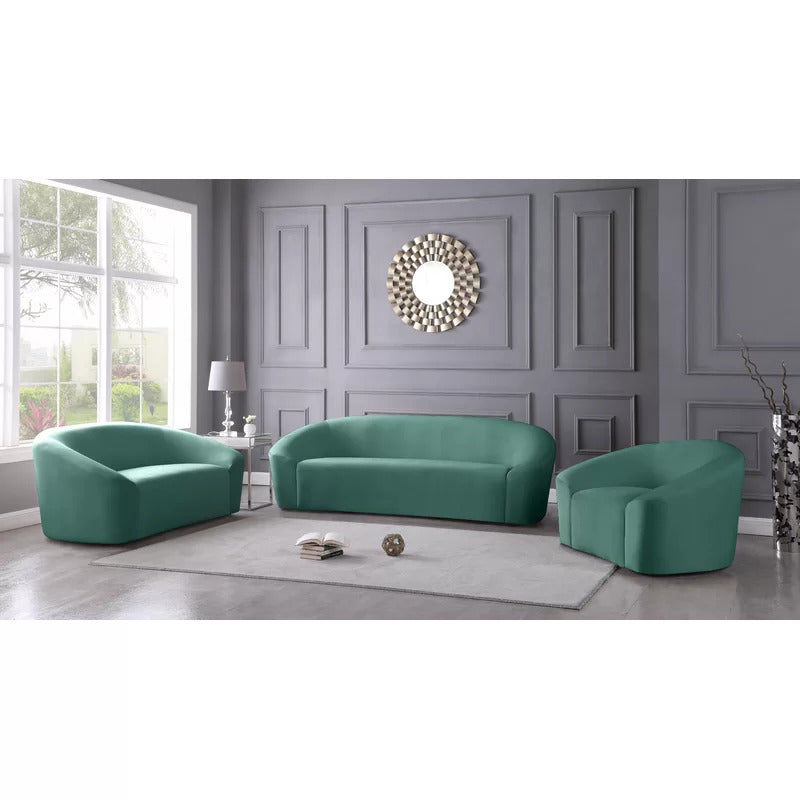 4 Seater Sofa Set: 91'' Velvet Curved Sofa Set