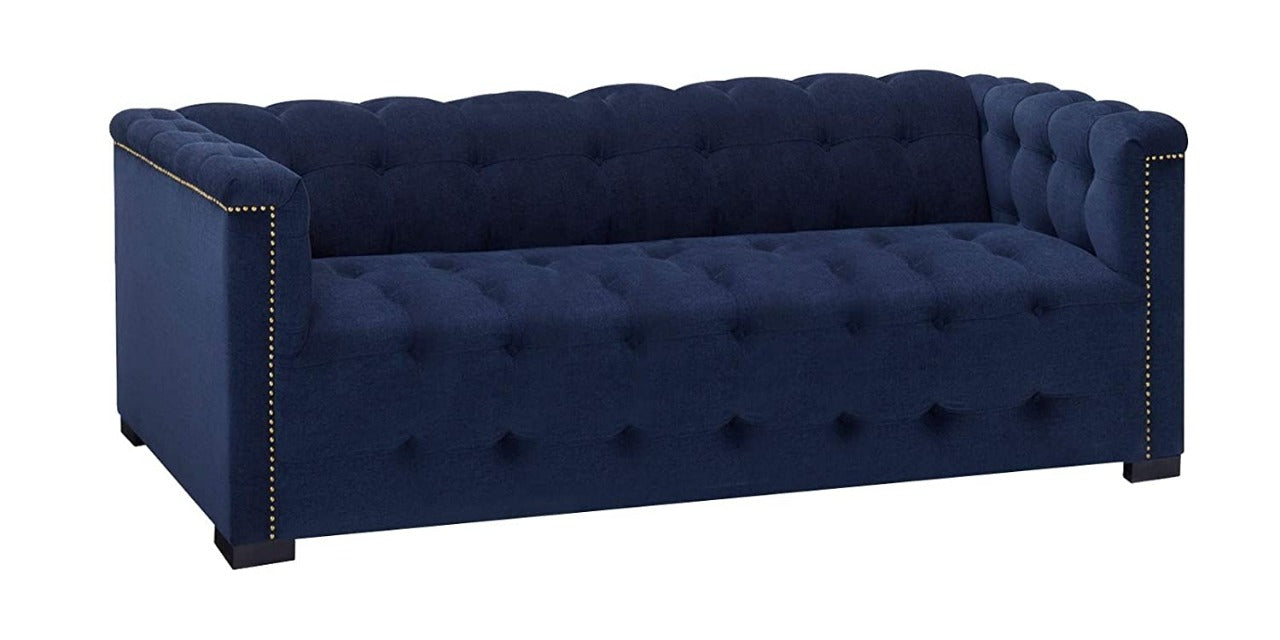 4 Seater Sofa Set: 96'' Velvet Tuxedo Arm Sofa