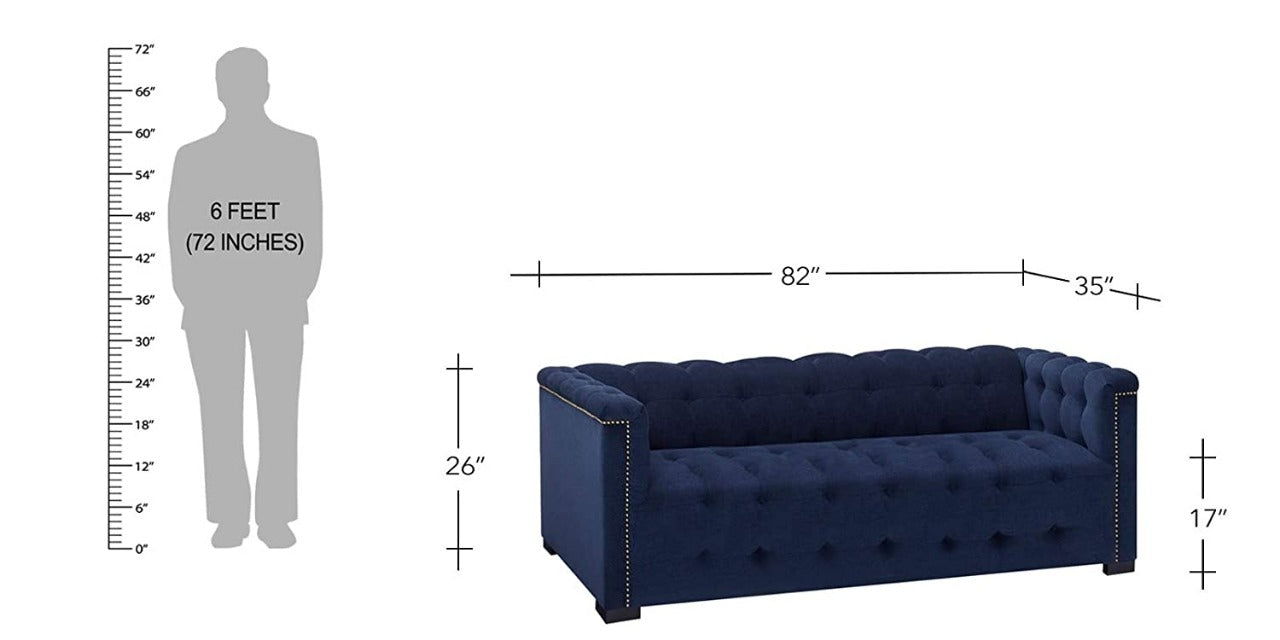 4 Seater Sofa Set: 96'' Velvet Tuxedo Arm Sofa