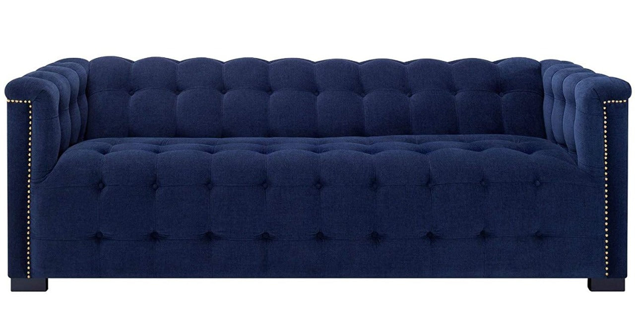 4 Seater Sofa Set: 96'' Velvet Tuxedo Arm Sofa