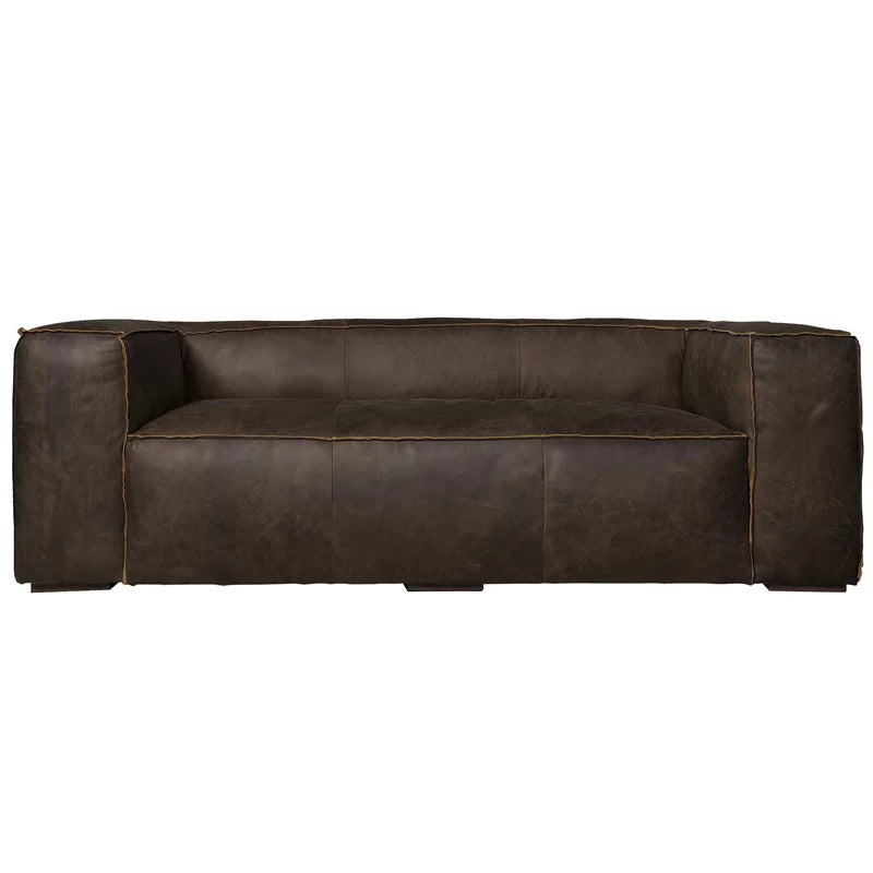 4 Seater Sofa Set: 96'' Leatherette Round Arm Sofa