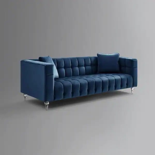 4 Seater Sofa Set : 96'' Velvet Square Arm Sofa