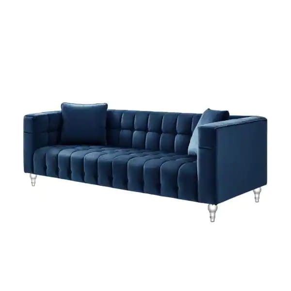 4 Seater Sofa Set : 96'' Velvet Square Arm Sofa