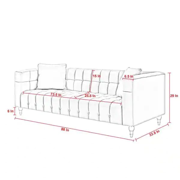 4 Seater Sofa Set : 96'' Velvet Square Arm Sofa