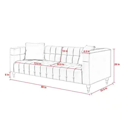 4 Seater Sofa Set : 96'' Velvet Square Arm Sofa