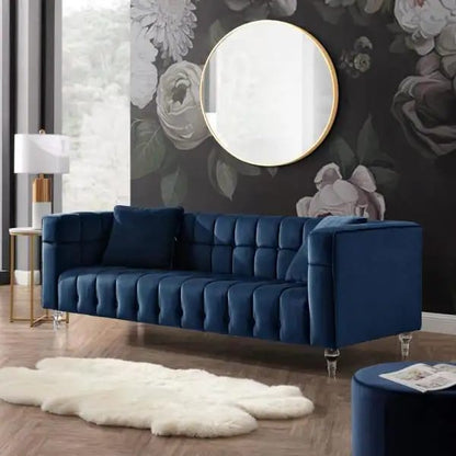 4 Seater Sofa Set : 96'' Velvet Square Arm Sofa