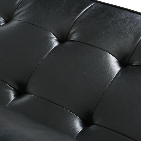 4 Seater Sofa Set : Leatherette Recessed Arm Sofa