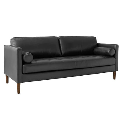 4 Seater Sofa Set : Leatherette Recessed Arm Sofa