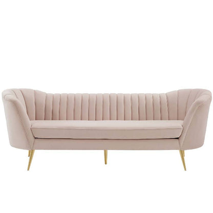 4 Seater Sofa Set : Velvet Rolled Arm Chesterfield Sofa