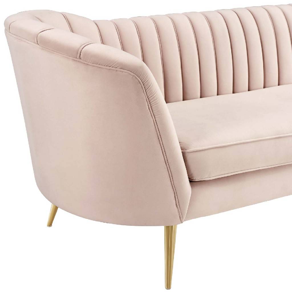 4 Seater Sofa Set : Velvet Rolled Arm Chesterfield Sofa