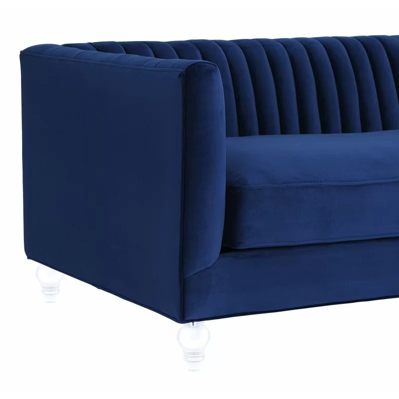 4 Seater Sofa Set : Velvet Rolled Arm Sofa