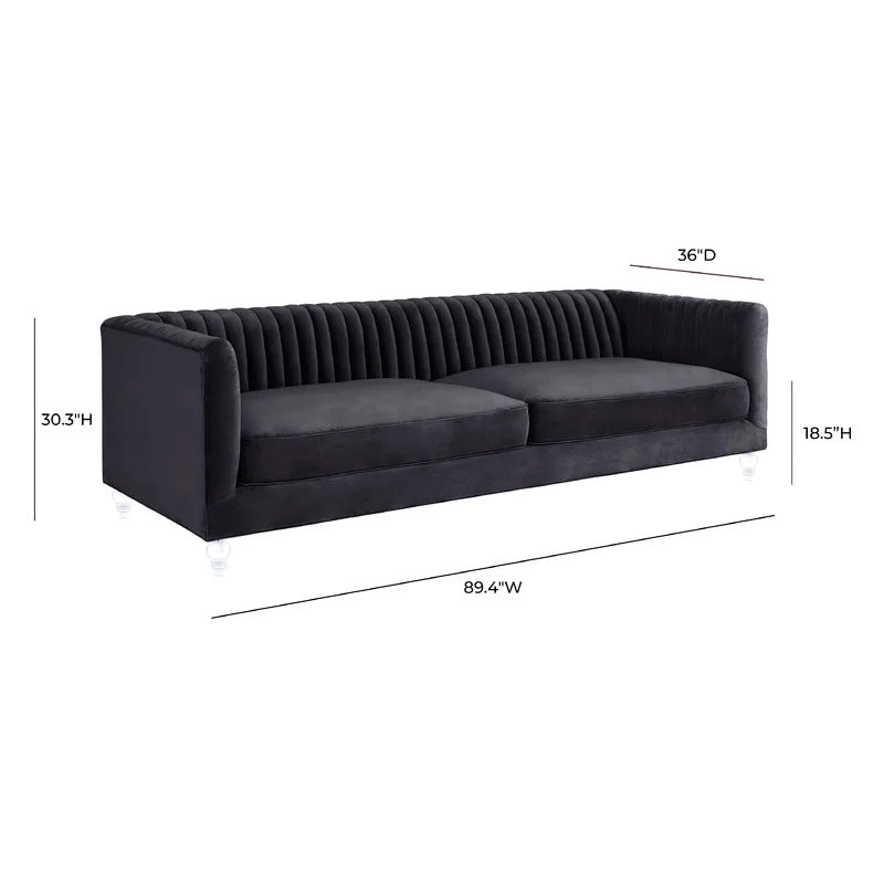 4 Seater Sofa Set : Velvet Rolled Arm Sofa