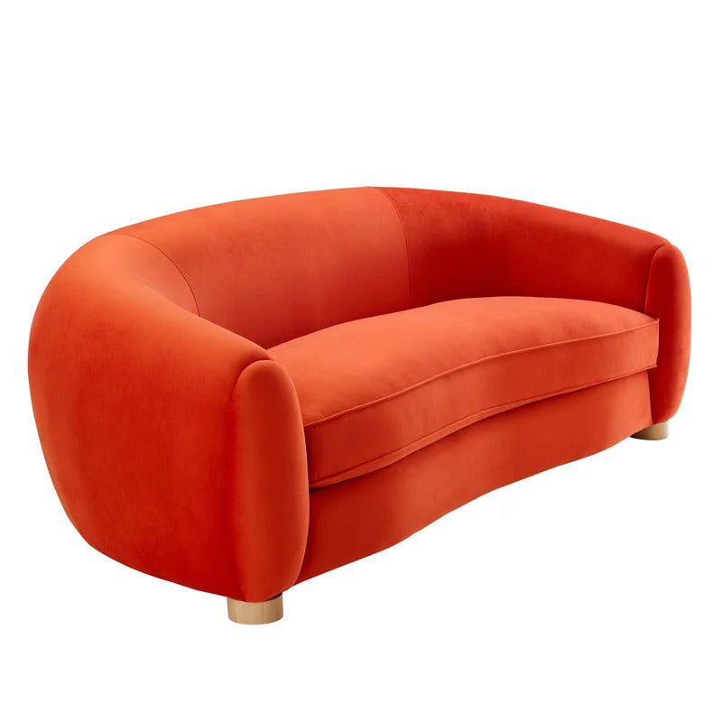 4 Seater Sofa Set: Velvet Round Arm Curved Sofa