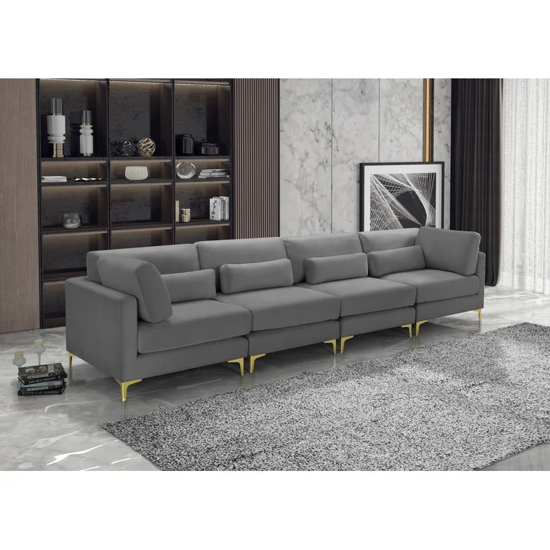 4 Seater Sofa Set : Velvet Square Arm Sofa