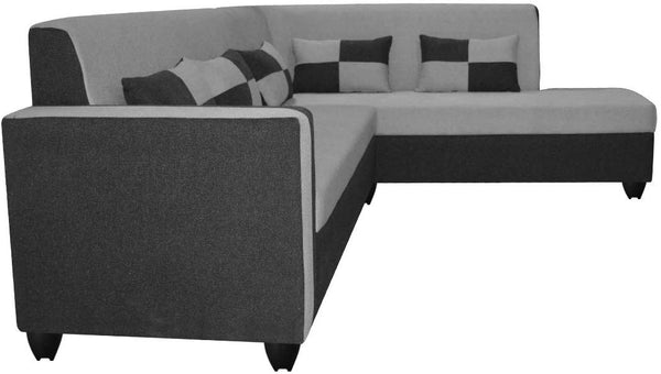 L Shape Sofa Set: -Lisa Fabric Sofa Set (Cream & Brown)