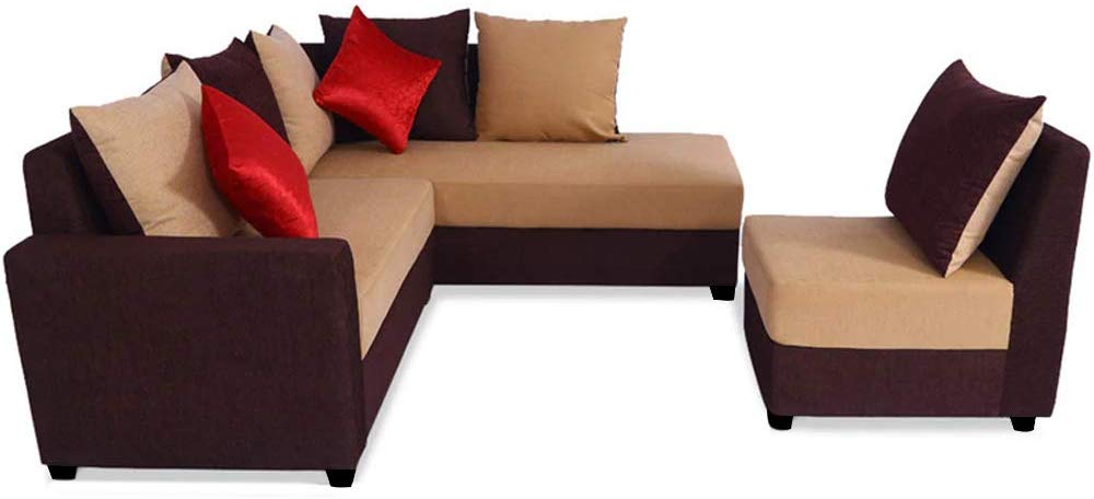 L Shape Sofa Set:- Camila Polyester Fabric Sofa set (Camel-Brown)