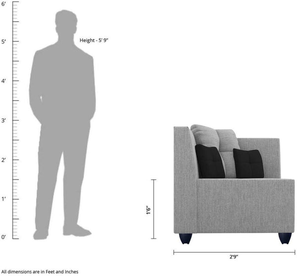 L Shape Sofa Set:- Alfredo Fabric Sofa Set (Light Grey)