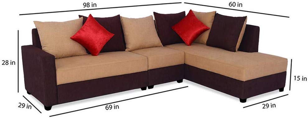 L Shape Sofa Set:- Camila Polyester Fabric Sofa set (Camel-Brown)