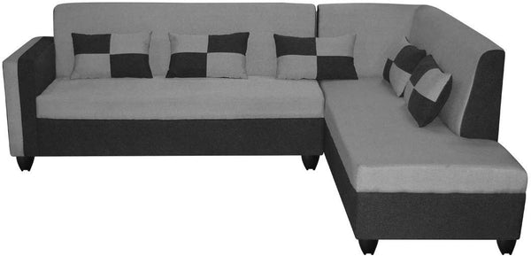 L Shape Sofa Set: -Lisa Fabric Sofa Set (Cream & Brown)