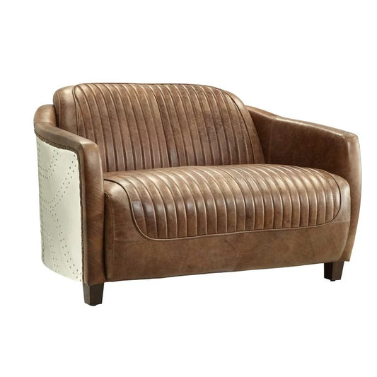 Office Sofa: 51'' Genuine Leatherette Round Arm Loveseat
