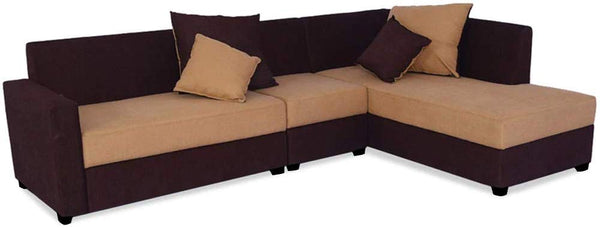 L Shape Sofa Set:- Camila Polyester Fabric Sofa set (Camel-Brown)