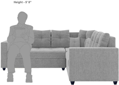 L Shape Sofa Set:- Alfredo Fabric Sofa Set (Light Grey)