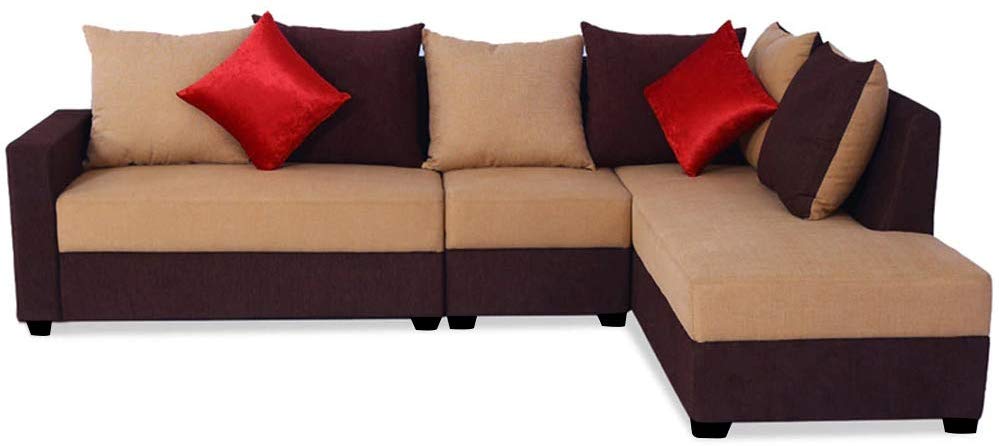 L Shape Sofa Set:- Camila Polyester Fabric Sofa set (Camel-Brown)