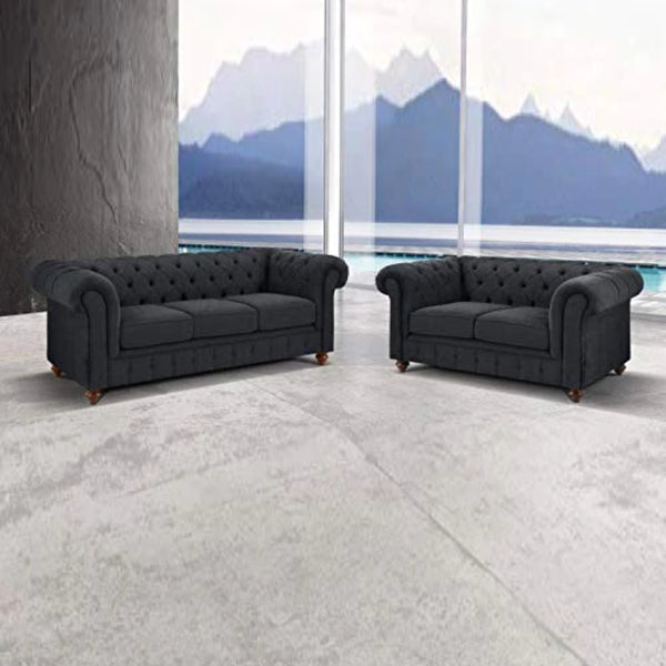 5 Seater Sofa Set- Charcoal Grey (2+3) Fabric Sofa Set