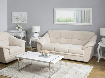 5 Seater Sofa Set:- Beige Fabric Sofa Set 